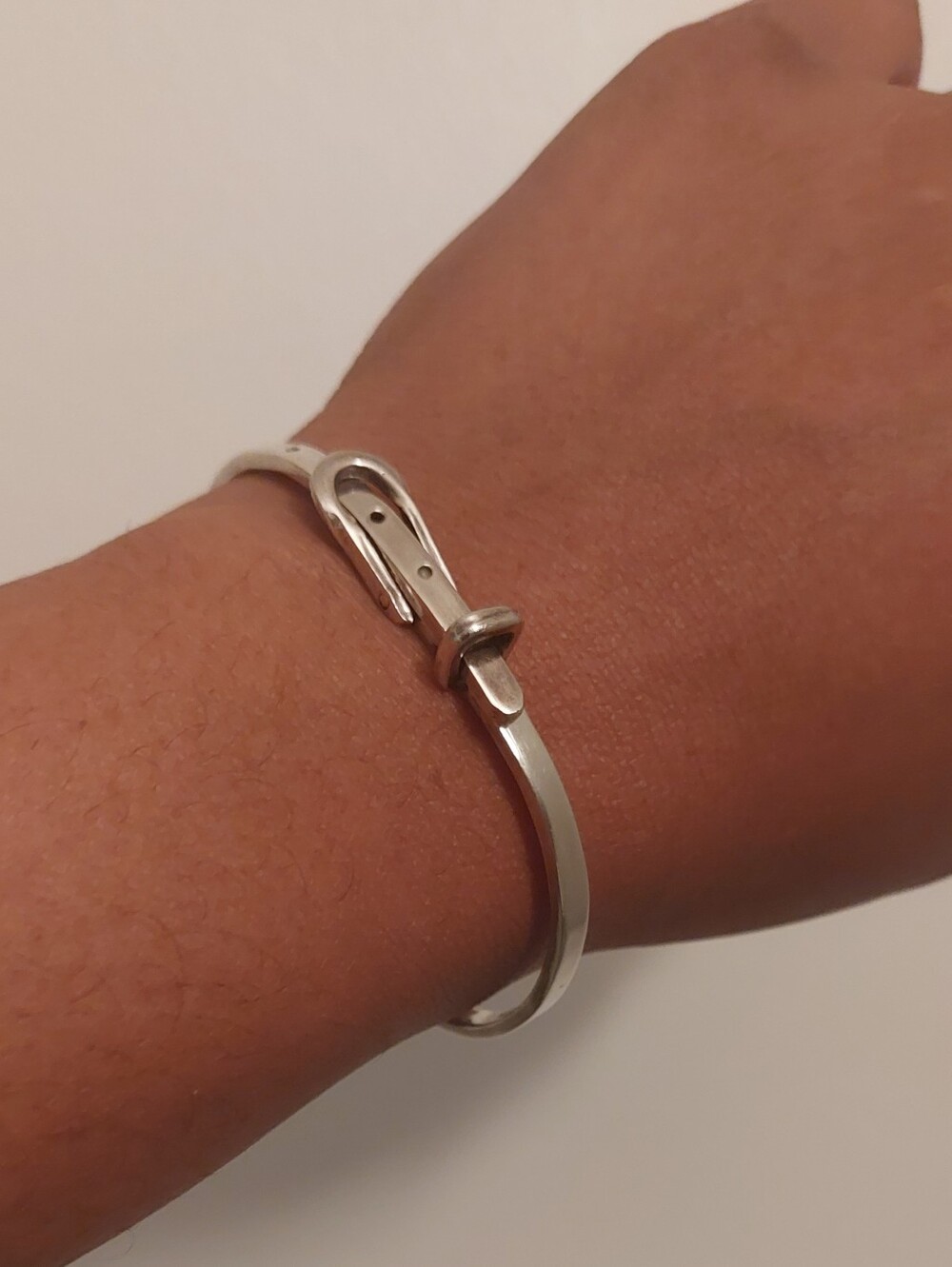 Sterling Silver Belt Buckle Bracelet - Elegant Silver Women's Bracelet